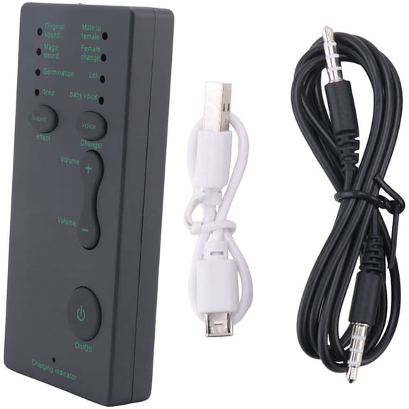 Disguiser Phone Microphone Voice Changer Adapter 8 Voice Changeing Modes for MIC Game,1 * Voice Changer 1 * use manual 1 * One audio cable 1 * USB charging cable 1 * ,Black
