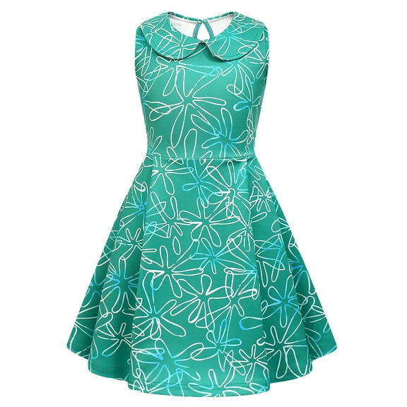 Disgust Costume Dress for Girls Halloween Cartoon Cosplay Sleeveless Dress 110/4-5Y