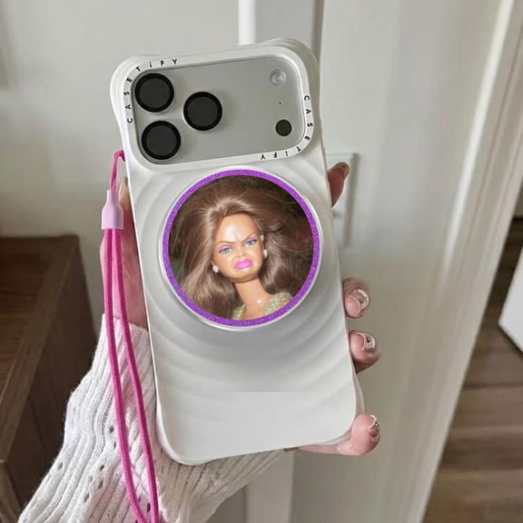 Disgusted Doll Face MagSafe Phone Grip, Retro Pop Culture Accessory