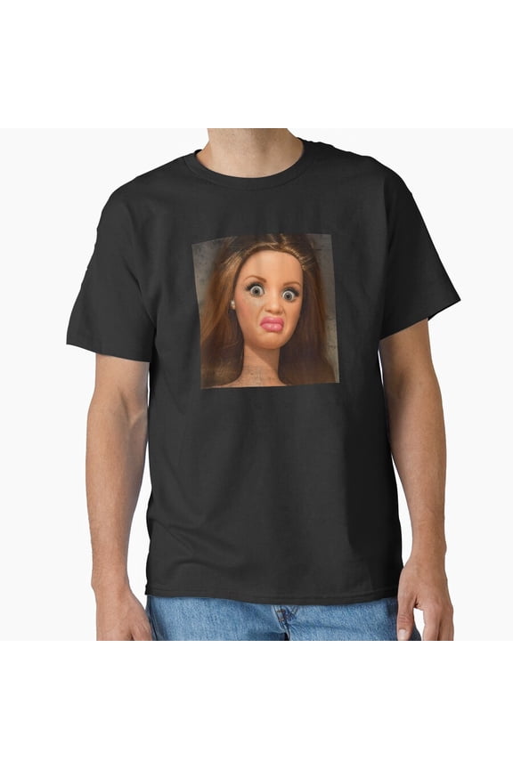 Disgusted Doll Meme Face Funny Retro Reaction G4462 Unisex T-Shirt, Up to Size 5XL