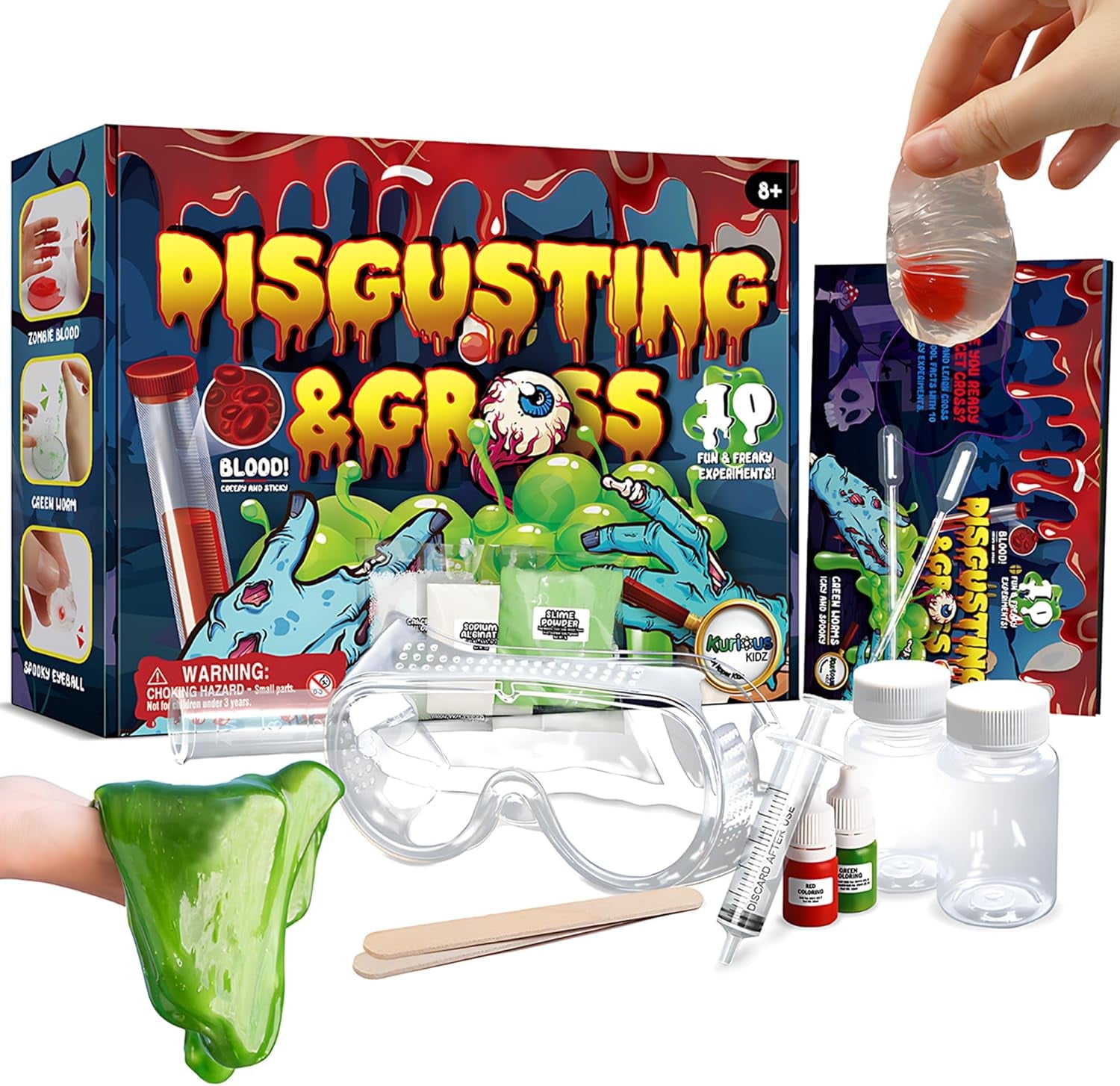 Piano Potato Gross Science Lab Kit - Forest & Twelfth 10 Fun & Freaky Gross Experiments to Try, Includes Experiments with Green Worms, Eyeballs, Fake Blood, Slimy Slime, Guide Book Included
