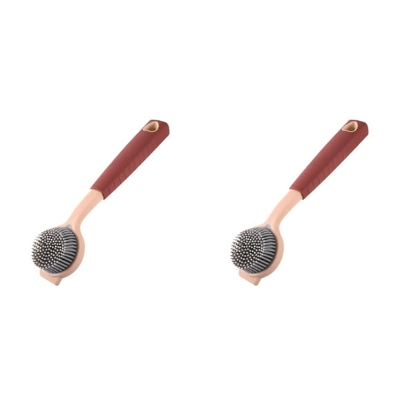 Dish Brush Set with Long Handle - Heavy Duty Kitchen Scrubber for Pots & Pans - 9.84" Cleaning Brush for Sink, Stove & Cast Iron Grill - Tough Bristle Pot Scrubber