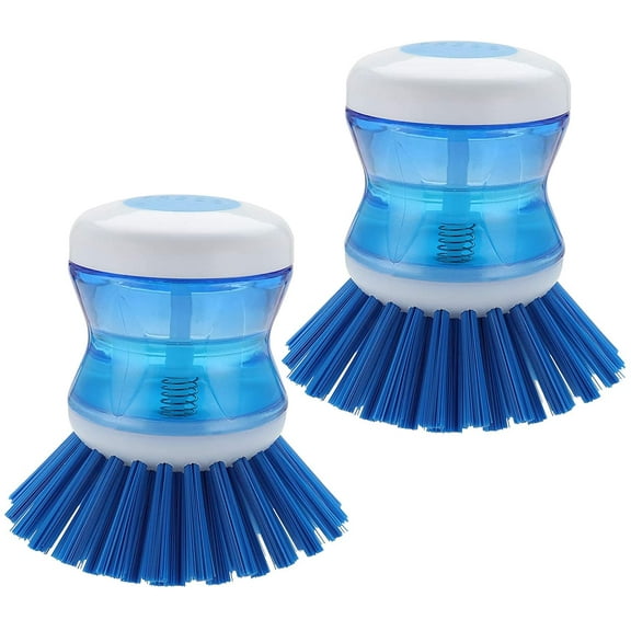 Dish Brush with Soap Dispenser, Dish Wand, Dish Sponge Set - Multi-Use Kitchen Sponges & Scrub Brush for Cleaning Dishes, Kitchen Dish Brush with Handle,4 Replacement Brush Heads