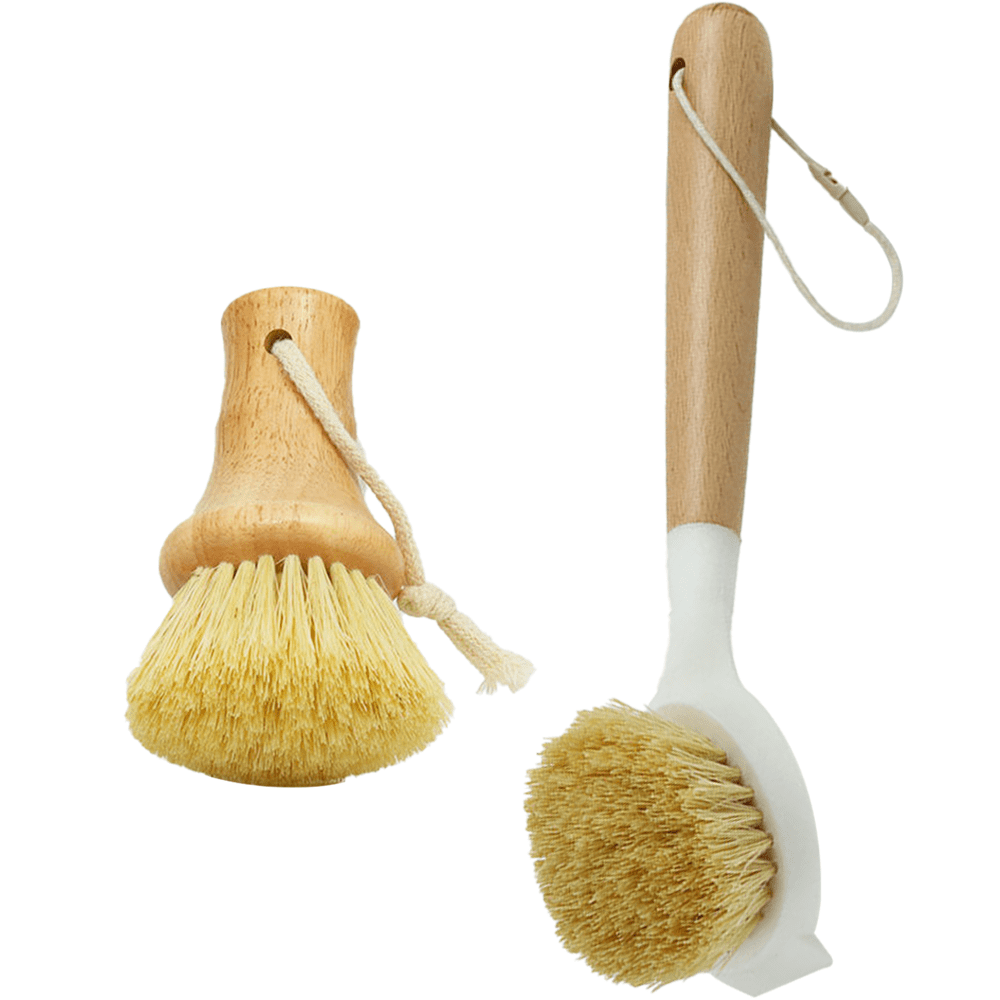 MR.SIGA Dish Brush with Bamboo Handle Built-in Scraper, Scrub Brush for  Pans, Pots, Kitchen Sink Cleaning, Pack of 2