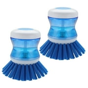 Dish Brush from Rongsi with Soap Dispenser for Dishes Pot Pan Kitchen Sink Scrubbing, Blue 2pcs
