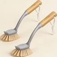 thumbnail image 1 of Dish Brush with Long Bamboo Handle Built-in Scraper, Scrub Brush for Pans, Pots, Kitchen Sink Cleaning, 1 of 4