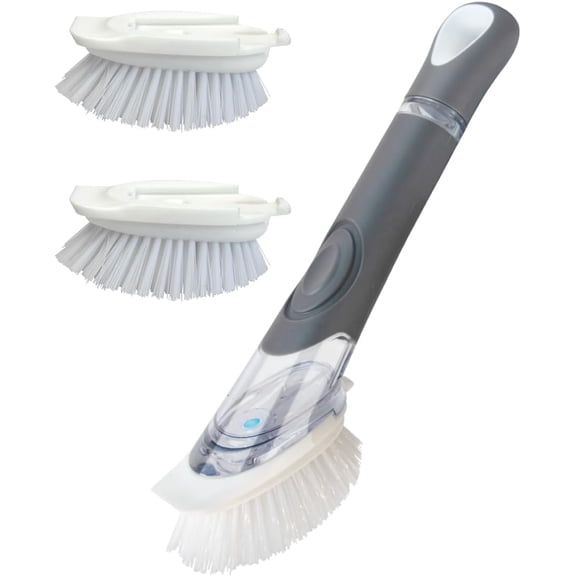 Dish Brush with Soap Dispenser, 1 Dish Wand & 3 Dish Brush Refill Heads