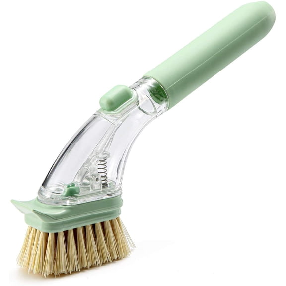 Dish Brush with Soap Dispenser Control, Natural Fiber Sisal Bristles,Kitchen Scrub Brush for sink,dish,pot pan