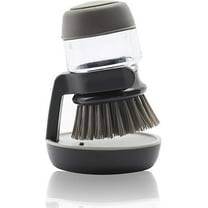 Dish Brush with Soap Dispenser, Soap Dispensing Palm Brush, Kitchen Scrub Brushes Scrubber with Holder for Dish Sink Pot Pan Washing and Cleaning