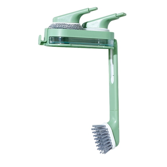 Dish Brush with Wall-Mounted Holder, Dish Scrubber with Handle and 3 Replacement Heads, Kitchen Dish Scrub Brush Dish Wand for Pot Pan Sink Cleaning