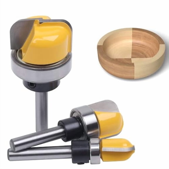 Dish Carving Router Bits,3Pcs 1/4 Inch Shank Bowl and Tray Template Router Bit Set with Ball Bearing,Designed for woodworkers