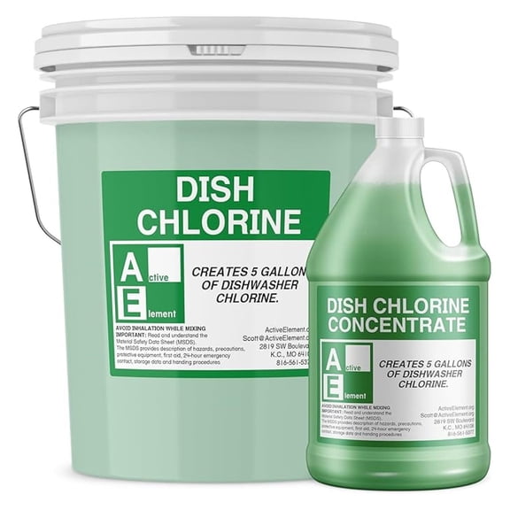 Dish Chlorine Concentrate - Food Contact Sanitizer - Restaurant Kitchen & Dishwasher - No Rinse - Multi-Use - 1280 Gallon Capacity