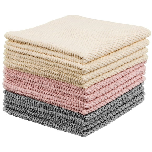 Cshidworld Dish Cloths, Ultra Soft & Highly Absorbent Kitchen Towels, Quick Drying 12x12 inches Tea & Bar Towels, Washcloths Pack of 12