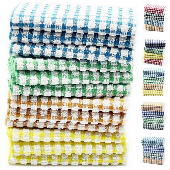 Homieway Dish Cloths for Kitchen Washing Dishes, Super Absorbent Dish Rags, Cotton Kitchen Dish Towels Pack of 12, 12x12 Inches