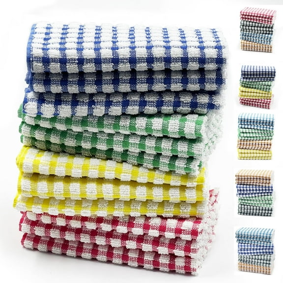 Homieway Dish Cloths for Kitchen Washing Dishes, Super Absorbent Dish Rags, Cotton Kitchen Dish Towels Pack of 12, 12x12 Inches