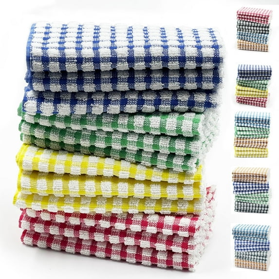 Homieway Dish Cloths for Kitchen Washing Dishes, Super Absorbent Dish Rags, Cotton Kitchen Dish Towels Pack of 12, 12x12 Inches