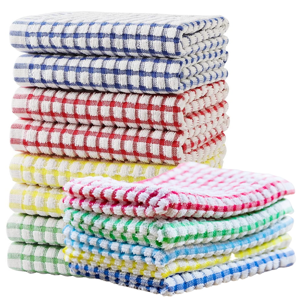 Oeleky Dish Cloths for Kitchen Washing Dishes, Super Absorbent Dish Rags,  Cotton Terry Cleaning Cloths Pack of 8, 12x12 Inches