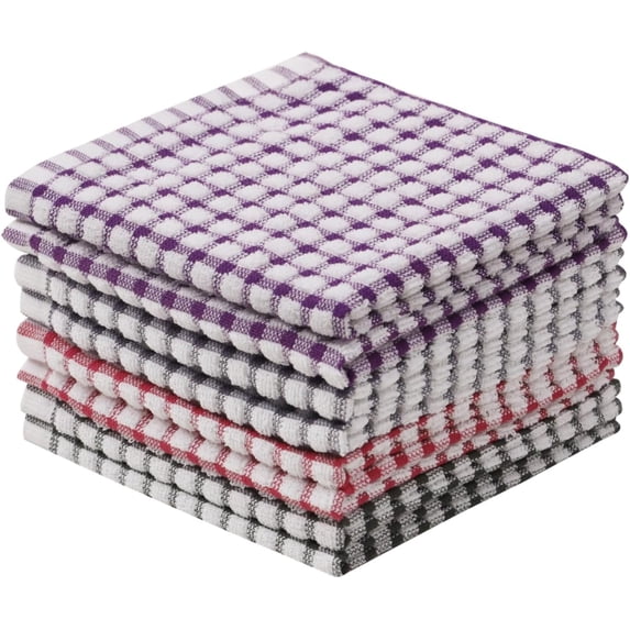 Dish Cloths for Kitchen Washing Dishes, Super Absorbent Dish Rags, Cotton Terry Cleaning Cloths Pack of 8, 12x12 Inches