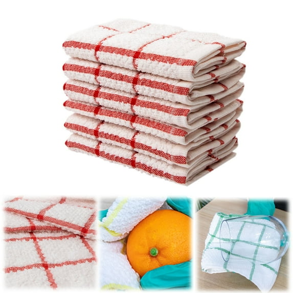 1PC Dish Cloths for Washing Dishes, 100% Cotton Reusable Cleaning Rag, Quick Drying Dish Towels for Kitchen,12x12 Inches,Red Plaid