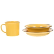 TABLZONE Dinnerware Bowls Creative Dinner Plate Bowl Cup Kit Plastic 1 Set Yellow