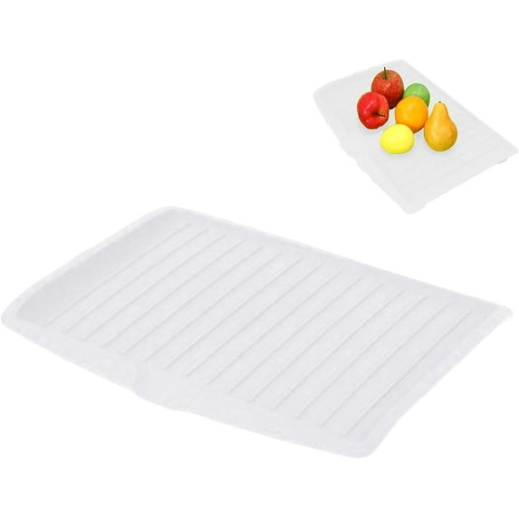 Dish Drain Board with Side Drop - Kitchen Utility Draining Board, Drain Rack, 17.5x12 Inch Kitchen Drying Tray | Heat-Resistant Drip Rack for Quick Drainage and Easy Storage, Drying Dish Rack Tray