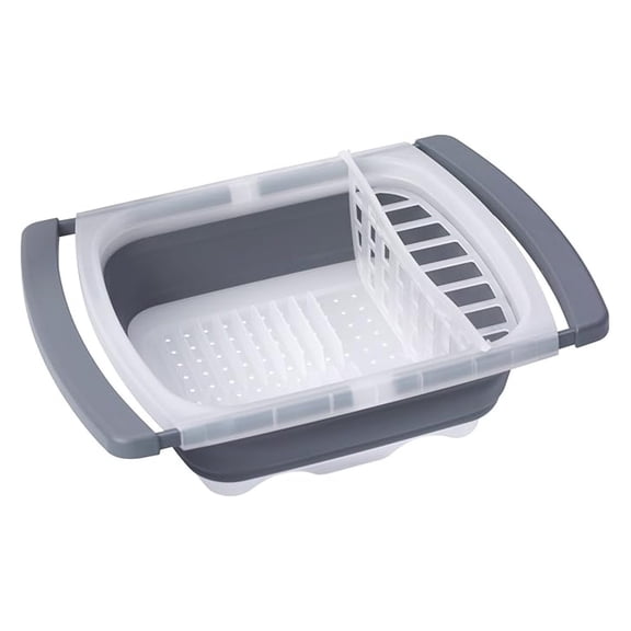 Dish Drainer Collapsible - Expandable Dish Rack for Kitchen, Space Saving Drying Rack Fits Over Sink - Plates, Cups, Utensils - 16.5 to 26.75 Inch