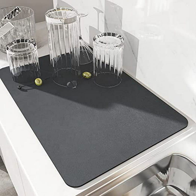 Dish Drainer Mat, Super Absorbent Dish Drying Mat, Quick Dry Nanofiber  Kitchen Sink Mat, Machine Washable Drying Mat for Kitchen 40 x 30cm (Grey)  