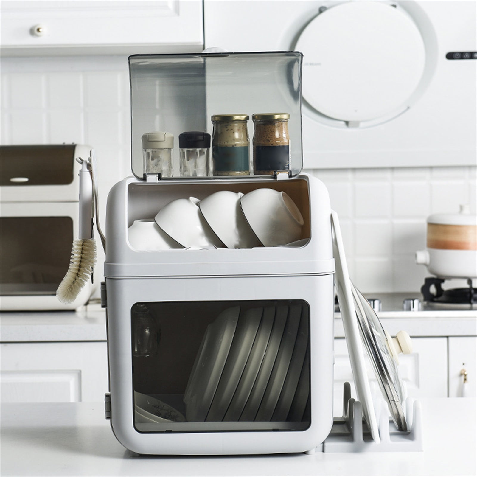 Electric Dish Dryer Rack Electronic Dish Dryer Dish Cleaning Box Tableware Dryer  Electric Dish Dryer Tableware Dishes Bowl Storage Shelf Chopsticks Cleaning  Cabinet For Home Gray 