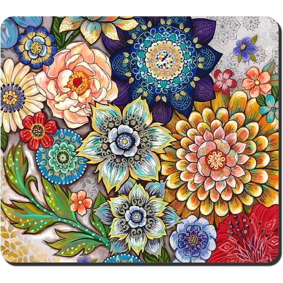 Dish Drying Mat, 16x18" Flower Theme Absorbent Drying Mat for Kitchen Counter, Cute Heat Resistant Dish Drying Pad Anti-Slip Dish Mat Drying Kitchen Mat, Dish Rack Mats, Mandala Floral