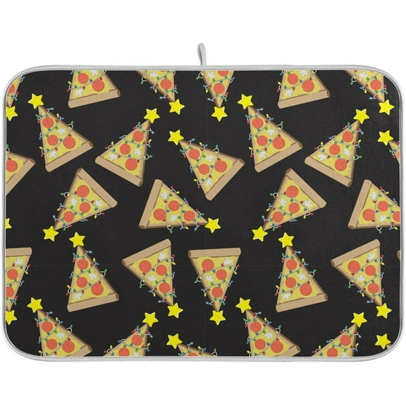 Dish Drying Mat 16x18 For Kitchen Counter Christmas Tree Pizza Lights Star Absorbent Dishes Drainer Rack Mats Microfiber Reversible Dish Drying Pad Fast Dry Kitchen Accessories