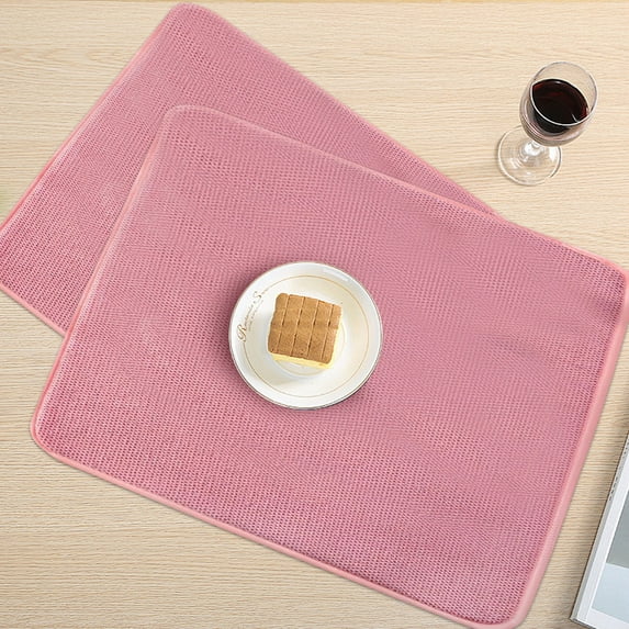 Dish Drying Mat, 20x15 Inch Large Absorbent Microfiber Dishes Drainer with Hanging Loop, Kitchen Countertop Protector and Drying Rack Liner, 38x50cm
