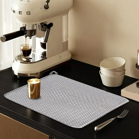 Dish Drying Mat, 20x15 Inch Large Absorbent Microfiber Dishes Drainer with Hanging Loop, Kitchen Countertop Protector and Drying Rack Liner, 38x50cm