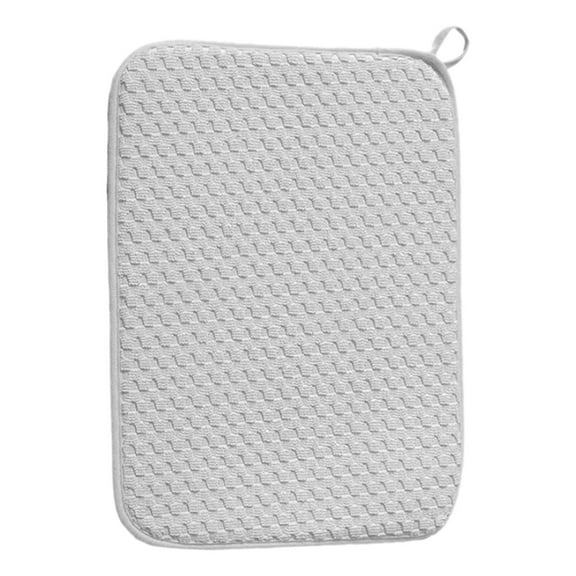 Dish Drying Mat, Absorbent Microfiber Drainer Mat, Dish Drying Pad, Rectangle Kitchen Counter Quick Dry Pad with Hanging Ring Strap for Under Sink,Coffee Rack, 18 x 24 Inch