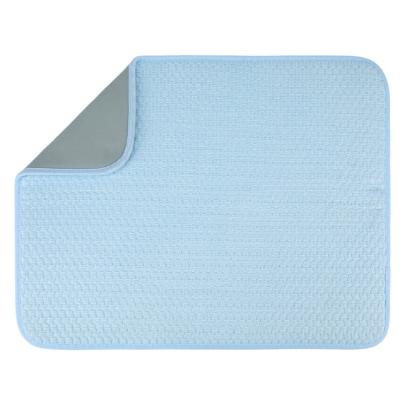 Dish Drying Mat, Absorbent Microfiber Kitchen Mat with Lanyard Design, Stone Drying Mat for Kitchen Counter Blue 19.7*15.0 inch