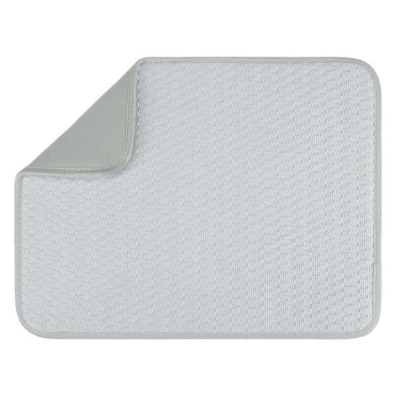 Dish Drying Mat, Absorbent Microfiber Kitchen Mat with Lanyard Design, Stone Drying Mat for Kitchen Counter Gray 15.7*11.8 inch