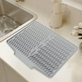 thumbnail image 1 of Dish Drying Mat with Bulged Edge Spout 16x13 Inch Silicone Mats for Kitchen Counter Extra Large Tableware Pad Dish Drying Rack Antis Slip Sink Pad Bowl and Drying Filter Pad Thermal Insulation, 1 of 5