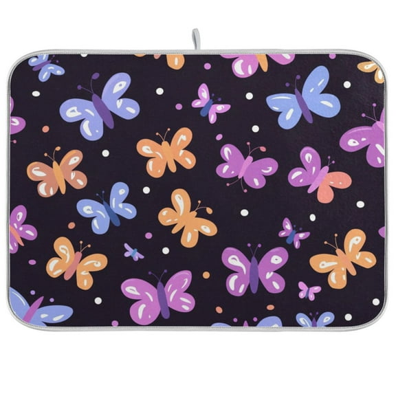 Dish Drying Mat Butterflies Kitchen Mats Microfiber Counter Absorbent Dish Pad Drainer Rack 16"x18"