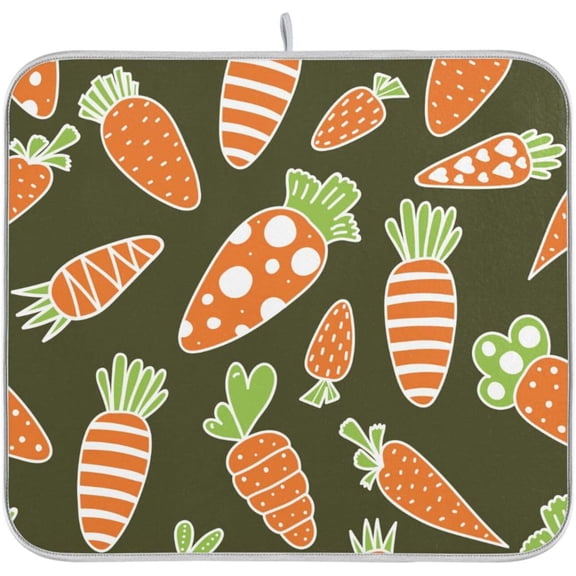 Dish Drying Mat Carrot Pattern for Easter Kitchen Counter Mat for Dishes Foldable Dish Mats Coffee Bar Mat - 16x18 inch