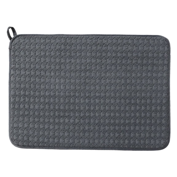 Dish Drying Mat,Cloth Dish Drainer Mats,Non-Slip and Heavy-Duty Dish Drying Mats, Absorbent Dish Drying Pad for Kitchen,15.74x11.81 inch Dish Drying Mat for Countertops,Sinks (Dark Gray)