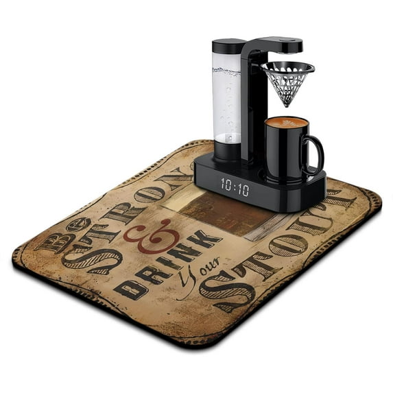 Dish Drying Mat, Coffee Brown Absorbent Coffee Bar Mat for Countertops, Coffee Bar Accessories for Kitchen Counter Coffee Maker Coffee Pot Dining Room Decoration 18x24in