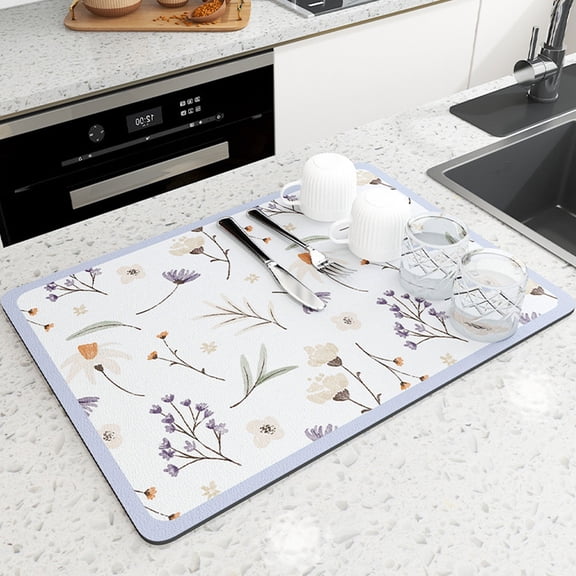 Dish Drying Mat Coffee Mat - for Kitchen Counter Absorbent Drying Mat Non-slip Easy clean Dish Mat Kitchen Drying Mat, Hide Stain Rubber Backed Absorbent Dish Ma