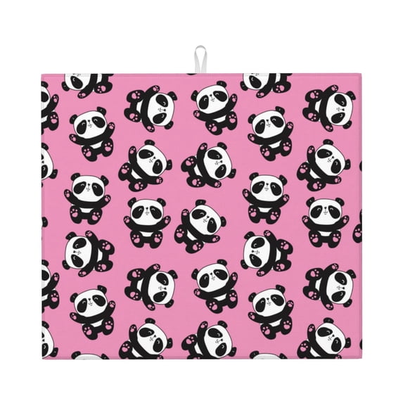 Dish Drying Mat, Cute panda Highly Absorbent Drying Matt Kitchen Counter, Dish Mat Drying Pad Dishes Drainer Mats for Kitchen Counter or Sink, 16 x 18 inch