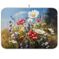 thumbnail image 1 of Dish Drying Mat Daisy Wild Flower Kitchen Mats Microfiber Counter Absorbent Dish Pad Drainer Rack 16"x18", 1 of 7