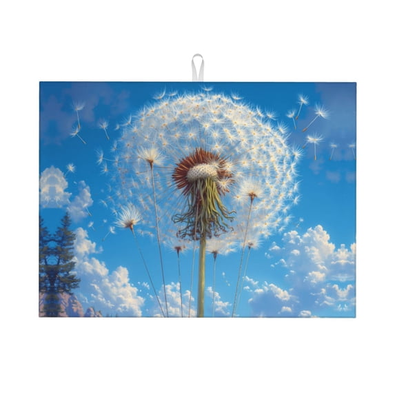 Dish Drying Mat, Dandelion Hot Air Balloon Highly Absorbent Microfiber Drying Mat Kitchen Counter or Sink Drawer Liner, 18x24 Kitchen Drying Mat Coffee Mat Kitchen Essentials