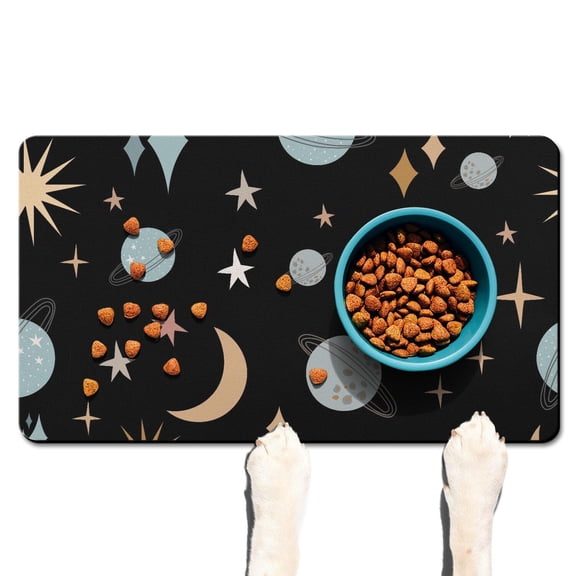 Dish Drying Mat Dark Gothic Elements Constellation Celestial Artistic Non-Slip Absorbent Waterproof Quick Dry Washable for Coffee or Sink