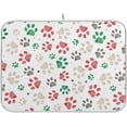thumbnail image 1 of Dish Drying Mat, Dog Paw Prints Christmas Microfiber Kitchen Dish Pads Super Absorbent Dish Drainer Mat Fast Drying Heat-resistant Drying Mat for Kitchen Counter, 18"x24", 1 of 7