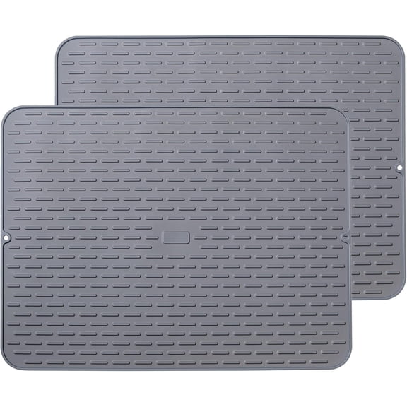 Dish Drying Mat - Extral Large 20" x 16" - Set of 2 Flexible Rubber Drying Mat, Heat Resistant Trivet, Counterp Mat, Dish Draining Mat, Sink Mat