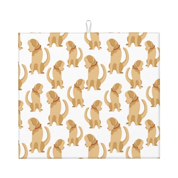 Dish Drying Mat, Funny Labrador Retriever Dog Highly Absorbent Drying Matt Kitchen Counter, Dish Mat Drying Pad Dishes Drainer Mats for Kitchen Counter or Sink, 16 x 18 inch