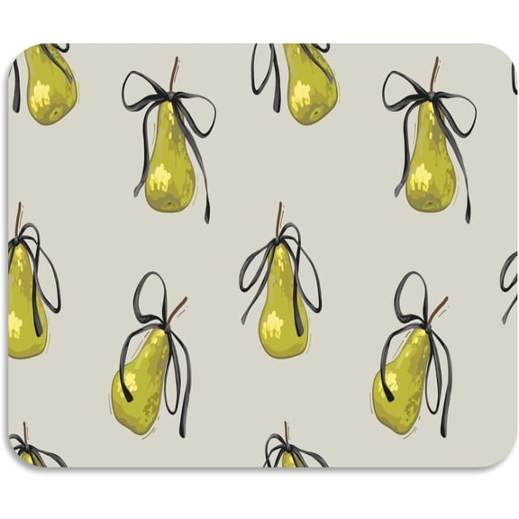 Dish Drying Mat, Green Juicy Pears with Bows 19.5x12inch Absorbent Coffee Mat,Non-slip Rubber Backed,Easy Clean,Hide Stain Kitchen Pad for Kitchen Counter,Coffee Bar,Sink