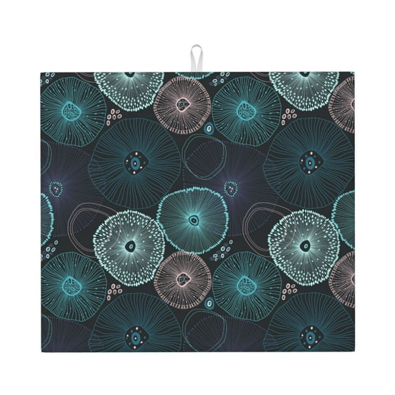 Dish Drying Mat, Jellyfish Pattern No.9028 Highly Absorbent Drying Matt Kitchen Counter, Dish Mat Drying Pad Dishes Drainer Mats for Kitchen Counter or Sink, 16 x 18 inch